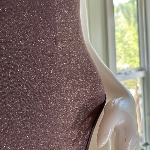 L*Space Swim Baewatch Cross-back, One-piece Swimsuit in Mauve w/ Gold Shimmer - Picture 12 of 16